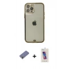 MARSİLYAN™- iPhone 12 Pro Max Kılıf Eksen Minimal Koleksiyonu - Siyah Joko 5D Cam + Metal Kamera Lens Koruma Cam - GD