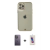 MARSİLYAN™- iPhone 12 Pro Max Kılıf Eksen Minimal Koleksiyonu - Siyah Joko 5D Cam + Neon Fosforlu Kamera Lens - BZ