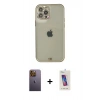 MARSİLYAN™- iPhone 12 Pro Max Kılıf Eksen Minimal Koleksiyonu - Siyah Joko 5D Cam + Sarı Neon Fosforlu Kamera Lens