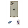 MARSİLYAN™- iPhone 12 Pro Max Kılıf Eksen Minimal Koleksiyonu - Siyah Joko 5D Cam + Shine Kamera Lens Koruma Cam - GD