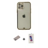 MARSİLYAN™- iPhone 12 Pro Max Kılıf Eksen Minimal Koleksiyonu - Siyah Joko 5D Cam + Shine Kamera Lens Koruma Cam - SABE