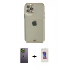 MARSİLYAN™- iPhone 12 Pro Max Kılıf Eksen Minimal Koleksiyonu - Siyah Joko 5D Cam + Yeşil Neon Fosforlu Kamera Lens