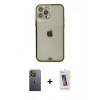 MARSİLYAN™- iPhone 12 Pro Max Kılıf Eksen Minimal Koleksiyonu - Siyah Joko 5D Cam + Yeşil Neon Fosforlu Kamera Lens