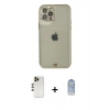 MARSİLYAN™- iPhone 12 Pro Max Kılıf Eksen Minimal Koleksiyonu - Siyah Joko Magic 5D Cam + Gold Shine Kamera Lens