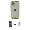 MARSİLYAN™- iPhone 12 Pro Max Kılıf Eksen Minimal Koleksiyonu - Siyah Joko Magic 5D Cam + Neon Fosforlu Kamera Lens - TU