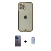 MARSİLYAN™- iPhone 12 Pro Max Kılıf Eksen Minimal Koleksiyonu - Siyah Joko Magic 5D Cam + Neon Fosforlu Kamera Lens - MI