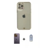 MARSİLYAN™- iPhone 12 Pro Max Kılıf Eksen Minimal Koleksiyonu - Siyah Joko Magic 5D Cam + Sarı Neon Fosforlu Kamera Lens