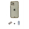 MARSİLYAN™- iPhone 12 Pro Max Kılıf Eksen Minimal Koleksiyonu - Siyah Joko Magic 5D Cam + Shine Kamera Lens Koruma Cam - SABE