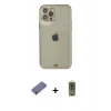 MARSİLYAN™- iPhone 12 Pro Max Kılıf Eksen Minimal Koleksiyonu - Siyah Joko Magic 5D Hayalet Cam + Gold Metal Kamera Lens Koruma Cam