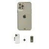 MARSİLYAN™- iPhone 12 Pro Max Kılıf Eksen Minimal Koleksiyonu - Siyah Joko Magic 5D Hayalet Cam + Gold Shine Kamera Lens