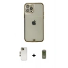 MARSİLYAN™- iPhone 12 Pro Max Kılıf Eksen Minimal Koleksiyonu - Siyah Joko Magic 5D Hayalet Cam + Gold Shine Kamera Lens