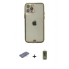 MARSİLYAN™- iPhone 12 Pro Max Kılıf Eksen Minimal Koleksiyonu - Siyah Joko Magic 5D Hayalet Cam + Mavi Renkli Kamera Lens Koruma Cam