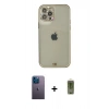 MARSİLYAN™- iPhone 12 Pro Max Kılıf Eksen Minimal Koleksiyonu - Siyah Joko Magic 5D Hayalet Cam + Neon Fosforlu Kamera Lens - MI