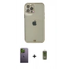MARSİLYAN™- iPhone 12 Pro Max Kılıf Eksen Minimal Koleksiyonu - Siyah Joko Magic 5D Hayalet Cam + Neon Fosforlu Kamera Lens - YL