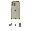MARSİLYAN™- iPhone 12 Pro Max Kılıf Eksen Minimal Koleksiyonu - Siyah Joko Magic 5D Hayalet Cam + Renkli Kamera Lens Koruma Cam - SI