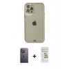 MARSİLYAN™- iPhone 12 Pro Max Kılıf Eksen Minimal Koleksiyonu - Siyah Mat Seramik Nano Ekran Koruyucu + Beyaz Neon Fosforlu Kamera Lens