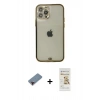 MARSİLYAN™- iPhone 12 Pro Max Kılıf Eksen Minimal Koleksiyonu - Siyah Mat Seramik Nano Ekran Koruyucu + Metal Kamera Lens Koruma Cam - KI