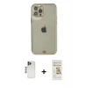 MARSİLYAN™- iPhone 12 Pro Max Kılıf Eksen Minimal Koleksiyonu - Siyah Mat Seramik Nano Ekran Koruyucu + Lacivert Shine Kamera Lens
