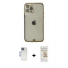 MARSİLYAN™- iPhone 12 Pro Max Kılıf Eksen Minimal Koleksiyonu - Siyah Mat Seramik Nano Ekran Koruyucu + Lacivert Shine Kamera Lens