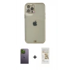 MARSİLYAN™- iPhone 12 Pro Max Kılıf Eksen Minimal Koleksiyonu - Siyah Mat Seramik Nano Ekran Koruyucu + Neon Fosforlu Kamera Lens - YL