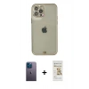 MARSİLYAN™- iPhone 12 Pro Max Kılıf Eksen Minimal Koleksiyonu - Siyah Mat Seramik Nano Ekran Koruyucu + Neon Fosforlu Kamera Lens - MI