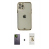 MARSİLYAN™- iPhone 12 Pro Max Kılıf Eksen Minimal Koleksiyonu - Siyah Mat Seramik Nano Ekran Koruyucu + Neon Fosforlu Kamera Lens - YL