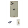 MARSİLYAN™- iPhone 12 Pro Max Kılıf Eksen Minimal Koleksiyonu - Siyah Mat Seramik Nano Ekran Koruyucu + Renkli Kamera Lens Koruma Cam - PE