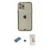 MARSİLYAN™- iPhone 12 Pro Max Kılıf Eksen Minimal Koleksiyonu - Siyah Mat Seramik Nano Ekran Koruyucu + Shine Kamera Lens Koruma Cam - GD