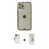 MARSİLYAN™- iPhone 12 Pro Max Kılıf Eksen Minimal Koleksiyonu - Siyah Mat Seramik Nano Ekran Koruyucu + Shine Kamera Lens - GD