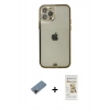 MARSİLYAN™- iPhone 12 Pro Max Kılıf Eksen Minimal Koleksiyonu - Siyah Mat Seramik Nano Ekran Koruyucu + Siyah Shine Kamera Lens Koruma Cam
