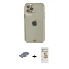 MARSİLYAN™- iPhone 12 Pro Max Kılıf Eksen Minimal Koleksiyonu - Siyah Mat Seramik Nano Ekran Koruyucu + Renkli Kamera Lens Koruma Cam - TU