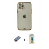 MARSİLYAN™- iPhone 12 Pro Max Kılıf Eksen Minimal Koleksiyonu - Siyah Polymer Nano Ekran Koruyucu + Metal Kamera Lens Koruma Cam - KI