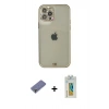 MARSİLYAN™- iPhone 12 Pro Max Kılıf Eksen Minimal Koleksiyonu - Siyah Polymer Nano Ekran Koruyucu + Metal Kamera Lens Koruma Cam - GD