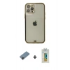 MARSİLYAN™- iPhone 12 Pro Max Kılıf Eksen Minimal Koleksiyonu - Siyah Polymer Nano Ekran Koruyucu + Shine Kamera Lens Koruma Cam - SH