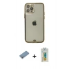 MARSİLYAN™- iPhone 12 Pro Max Kılıf Eksen Minimal Koleksiyonu - Siyah Polymer Nano Ekran Koruyucu + Shine Kamera Lens Koruma Cam - GS