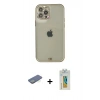 MARSİLYAN™- iPhone 12 Pro Max Kılıf Eksen Minimal Koleksiyonu - Siyah Polymer Nano Ekran Koruyucu + Renkli Kamera Lens Koruma Cam - YL