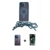 MARSİLYAN™- iPhone 12 Pro Max Kılıf Eksen Özel Seri - Şeffaf 360 Full Body Arka Koruyucu + Neon Fosforlu Kamera Lens - MI