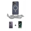 MARSİLYAN™- iPhone 12 Pro Max Kılıf Eksen Özel Seri - Şeffaf 360 Full Body Arka Koruyucu + Neon Fosforlu Kamera Lens - BZ