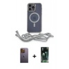 MARSİLYAN™- iPhone 12 Pro Max Kılıf Eksen Özel Seri - Şeffaf 360 Full Body Arka Koruyucu + Sarı Neon Fosforlu Kamera Lens