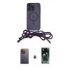 MARSİLYAN™- iPhone 12 Pro Max Kılıf Eksen Özel Seri - Şeffaf 360 Full Body Arka Koruyucu + Sarı Neon Fosforlu Kamera Lens