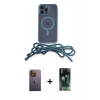 MARSİLYAN™- iPhone 12 Pro Max Kılıf Eksen Özel Seri - Şeffaf 360 Full Body Arka Koruyucu + Sarı Neon Fosforlu Kamera Lens