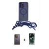 MARSİLYAN™- iPhone 12 Pro Max Kılıf Eksen Özel Seri - Şeffaf 360 Full Body Arka Koruyucu + Sarı Neon Fosforlu Kamera Lens