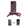 MARSİLYAN™- iPhone 12 Pro Max Kılıf Eksen Özel Seri - Şeffaf 360 Full Body Arka Koruyucu + Sarı Neon Fosforlu Kamera Lens