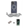 MARSİLYAN™- iPhone 12 Pro Max Kılıf Eksen Özel Seri - Şeffaf 360 Full Body Arka Koruyucu + Sierra Blue Shine Kamera Lens Koruma Cam