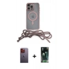 MARSİLYAN™- iPhone 12 Pro Max Kılıf Eksen Özel Seri - Şeffaf 360 Full Body Arka Koruyucu + Turuncu Neon Fosforlu Kamera Lens