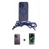 MARSİLYAN™- iPhone 12 Pro Max Kılıf Eksen Özel Seri - Şeffaf 360 Full Body Arka Koruyucu + Turuncu Neon Fosforlu Kamera Lens