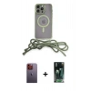 MARSİLYAN™- iPhone 12 Pro Max Kılıf Eksen Özel Seri - Şeffaf 360 Full Body Arka Koruyucu + Turuncu Neon Fosforlu Kamera Lens