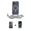 MARSİLYAN™- iPhone 12 Pro Max Kılıf Eksen Özel Seri - Şeffaf 360 Full Body Arka Koruyucu + Yeşil Neon Fosforlu Kamera Lens