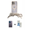 MARSİLYAN™- iPhone 12 Pro Max Kılıf Eksen Özel Seri - Şeffaf Royal Nano Ekran Koruyucu + Neon Fosforlu Kamera Lens - MI