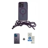 MARSİLYAN™- iPhone 12 Pro Max Kılıf Eksen Özel Seri - Şeffaf Royal Nano Ekran Koruyucu + Neon Fosforlu Kamera Lens - MI